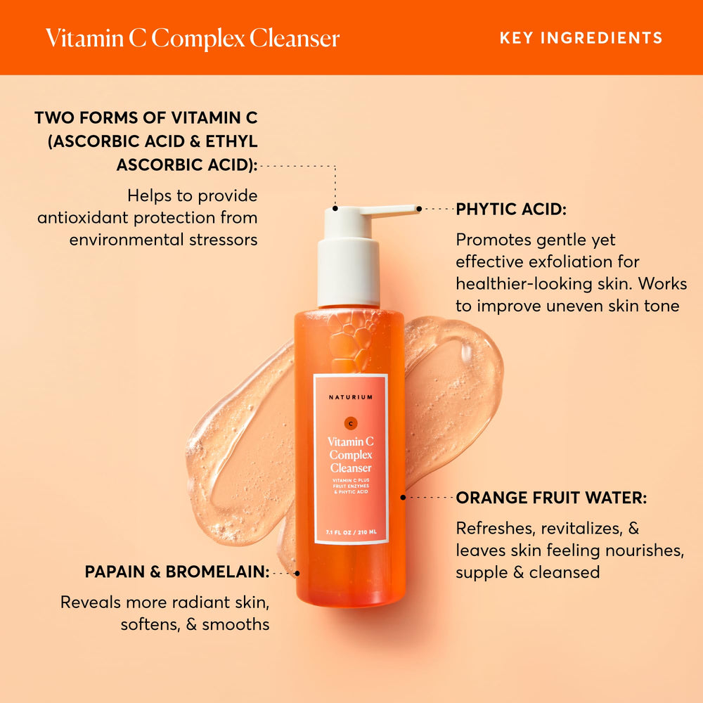 Naturium Vitamin C Complex Cleanser gel texture close-up on skin.