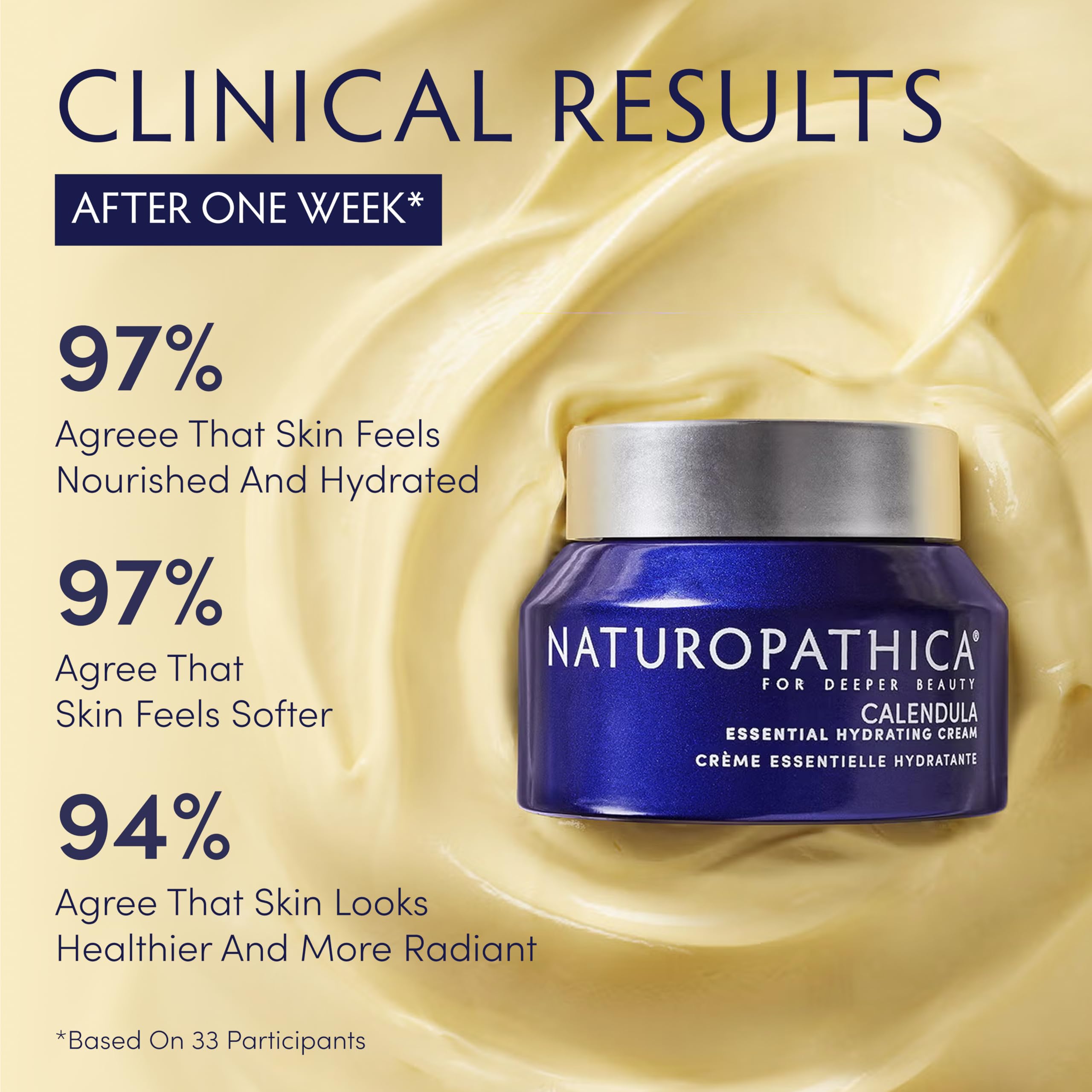 Naturopathica Calendula Essential Hydrating Cream face application shows smooth, soothing daily glow.