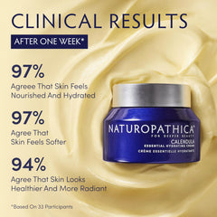Naturopathica Calendula Essential Hydrating Cream face application shows smooth, soothing daily glow.