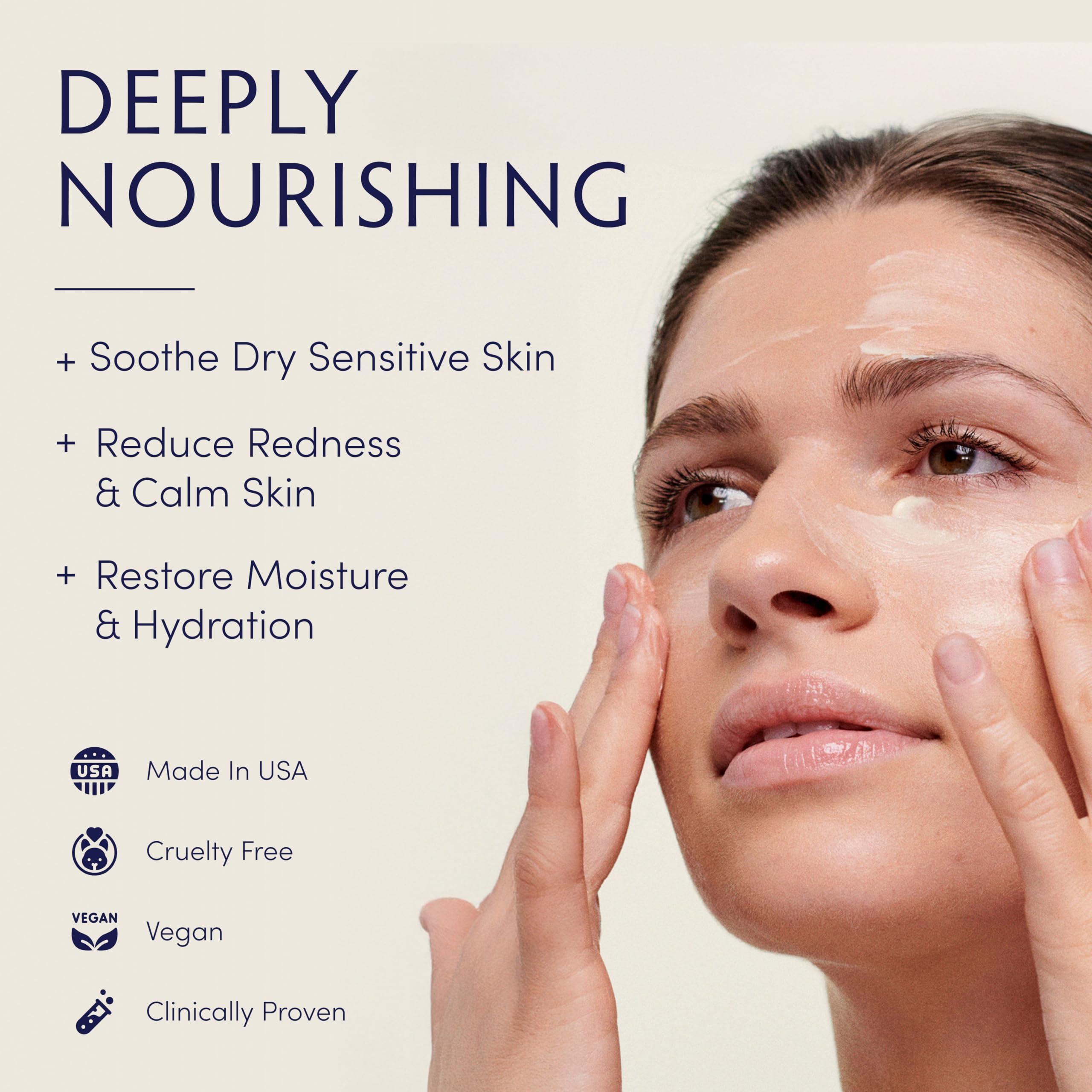 Naturopathica Calendula Essential Hydrating Cream texture swirl highlights creamy moisture for daily use.