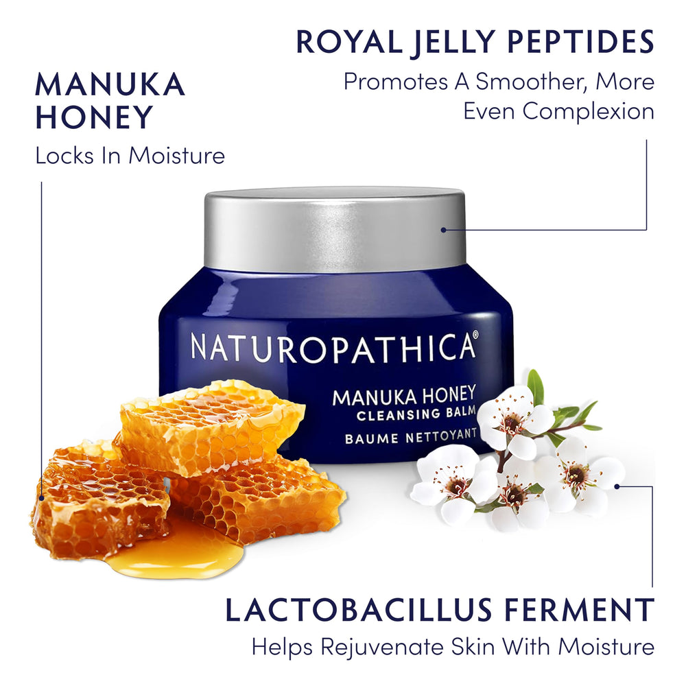 Naturopathica Manuka Honey Cleansing Balm on skin during application for makeup removal.