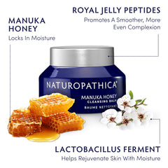 Naturopathica Manuka Honey Cleansing Balm on skin during application for makeup removal.