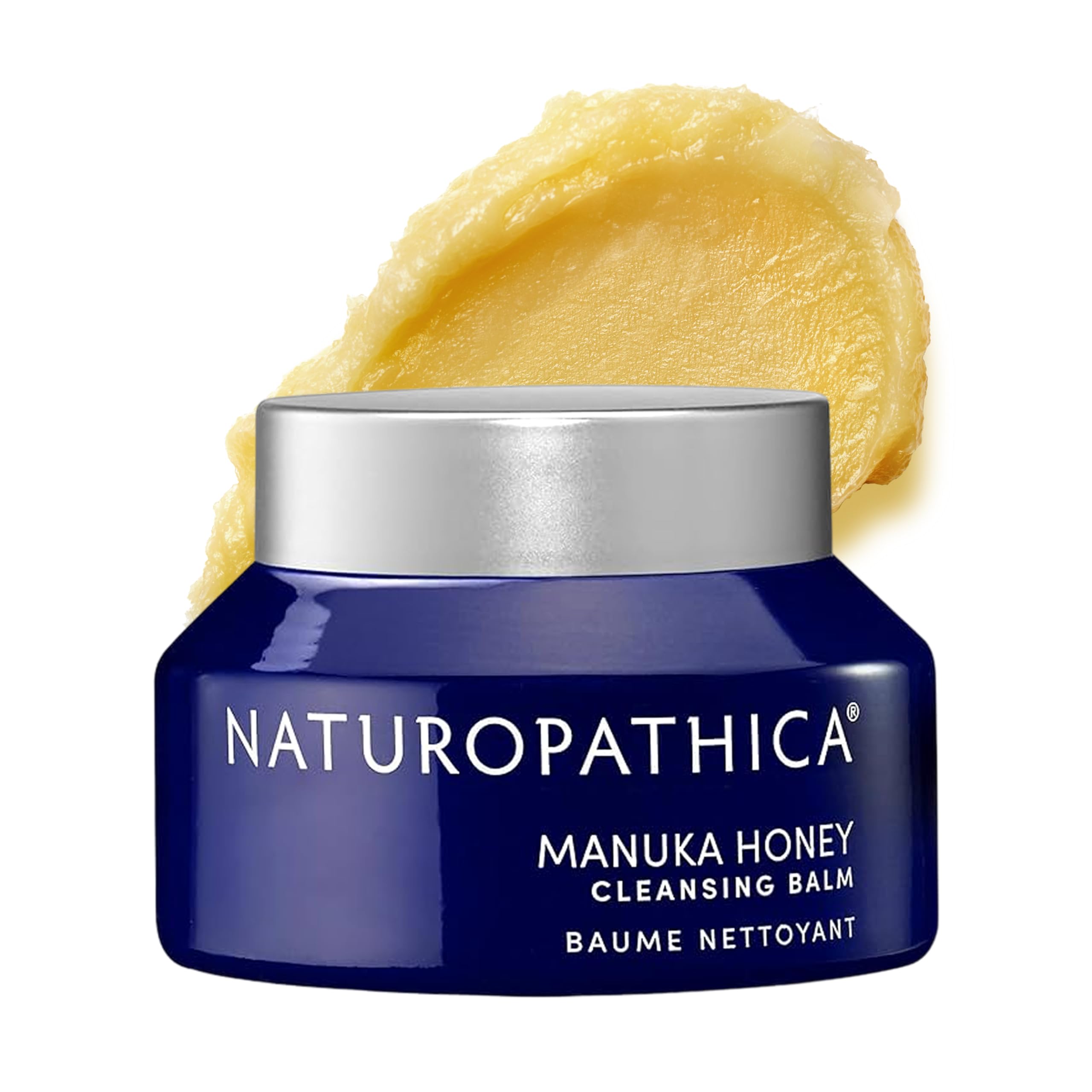 Naturopathica Manuka Honey Cleansing Balm jar close-up showing rich hydrating texture.