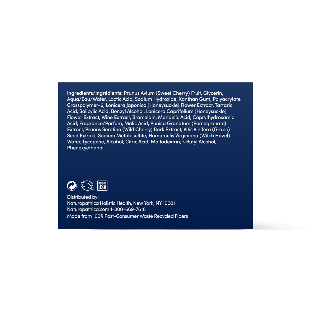 Naturopathica Sweet Cherry Brightening Enzyme Peel USA-made cruelty-free label on display