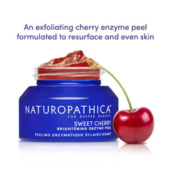 Naturopathica Sweet Cherry Brightening Enzyme Peel tube packaging highlights clean, cruelty-free promise