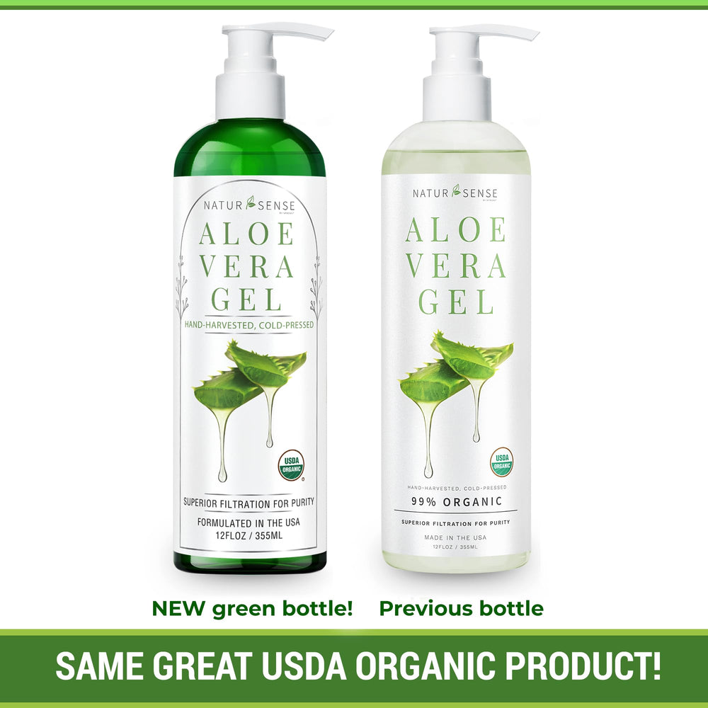 NaturSense aloe gel for hair application aids scalp nourishment and shine.