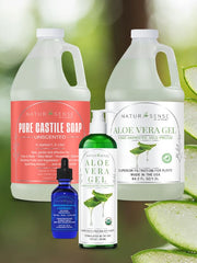 NaturSense aloe gel ingredients label highlights USDA Organic certification and pure formula.