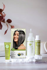 Naturtint 1N Ebony Black application gloves illustrate mess free at home color application