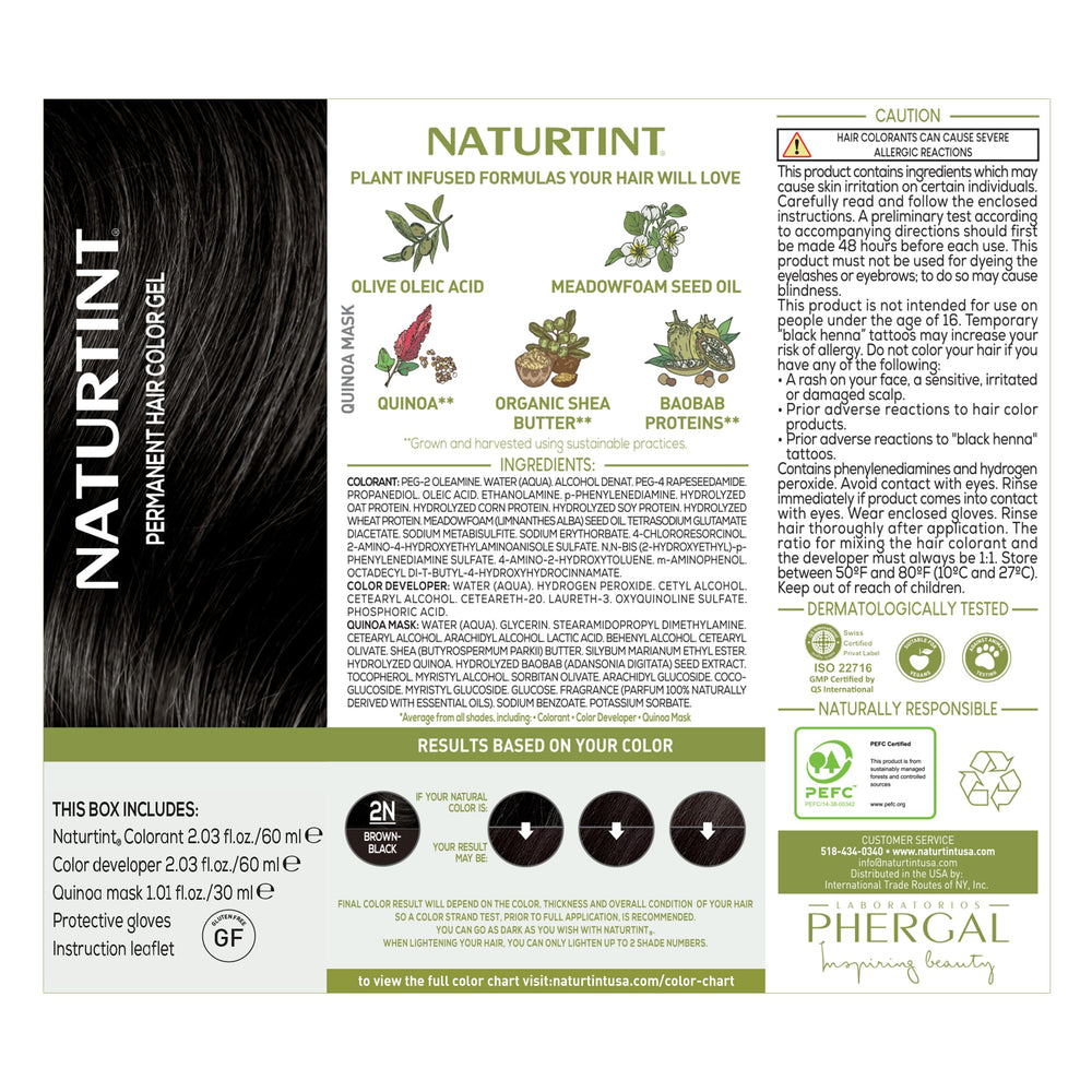 Naturtint 2N Brown Black creamy formulation ensures smooth, even coverage.
