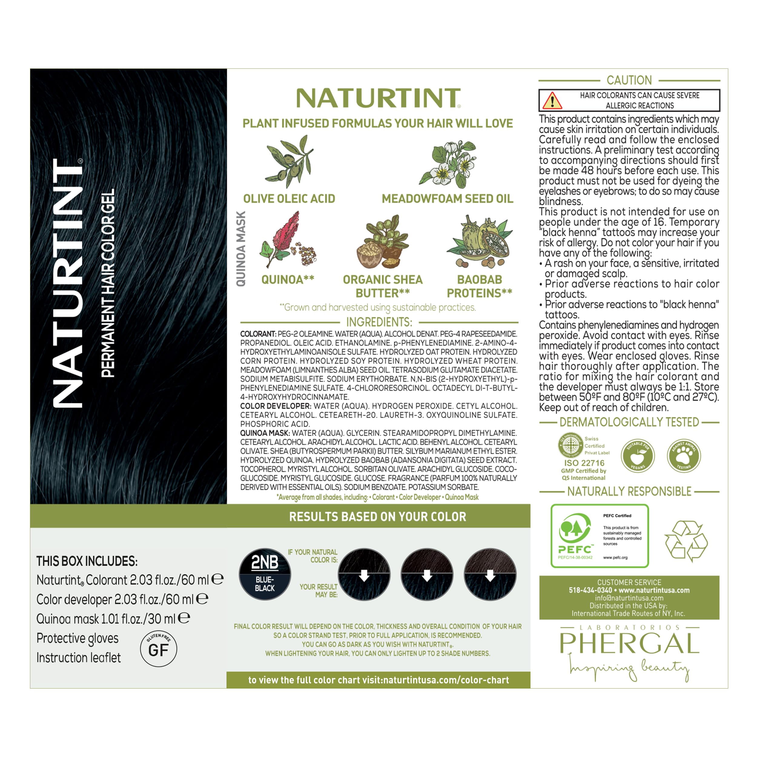 Naturtint 2NB Blue Black hair result suggests long-lasting color across strands.