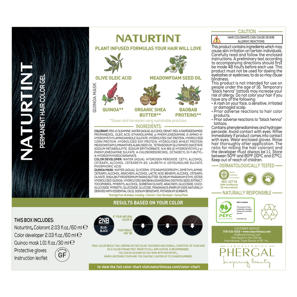Naturtint 2NB Blue Black hair result suggests long-lasting color across strands.