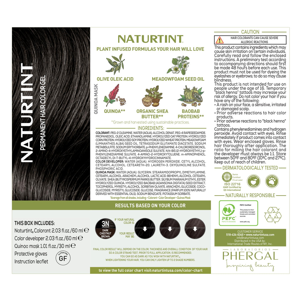 Naturtint 3N dark chestnut mix area shows long-lasting color development.
