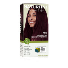 Naturtint 3NV Radiant Red packaging highlights ammonia-free, vegan formula for at-home color.