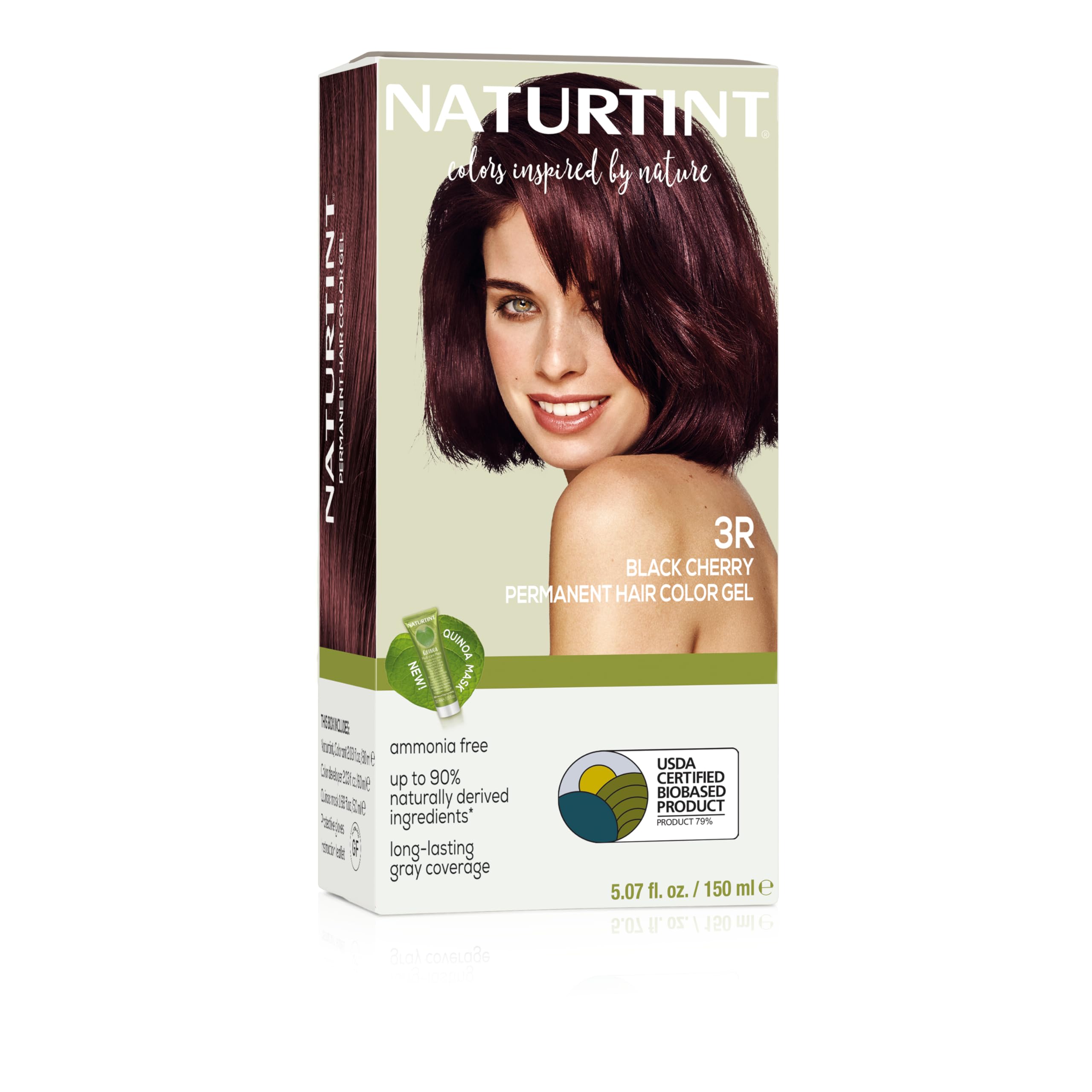 Naturtint 3R Black Cherry packaging showcasing vegan, ammonia-free color for at-home styling.