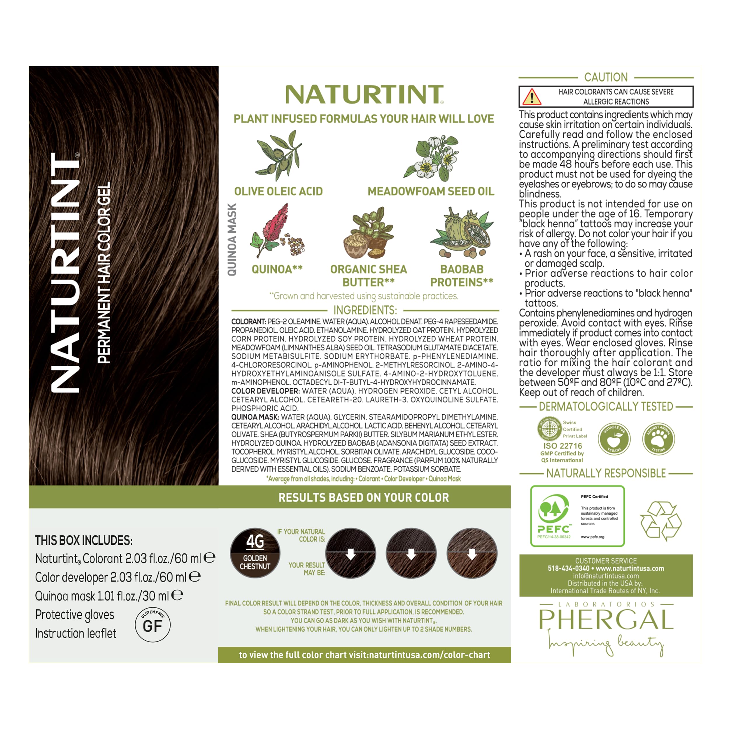 Naturtint 4G Golden Chestnut before-after hair color transformation.