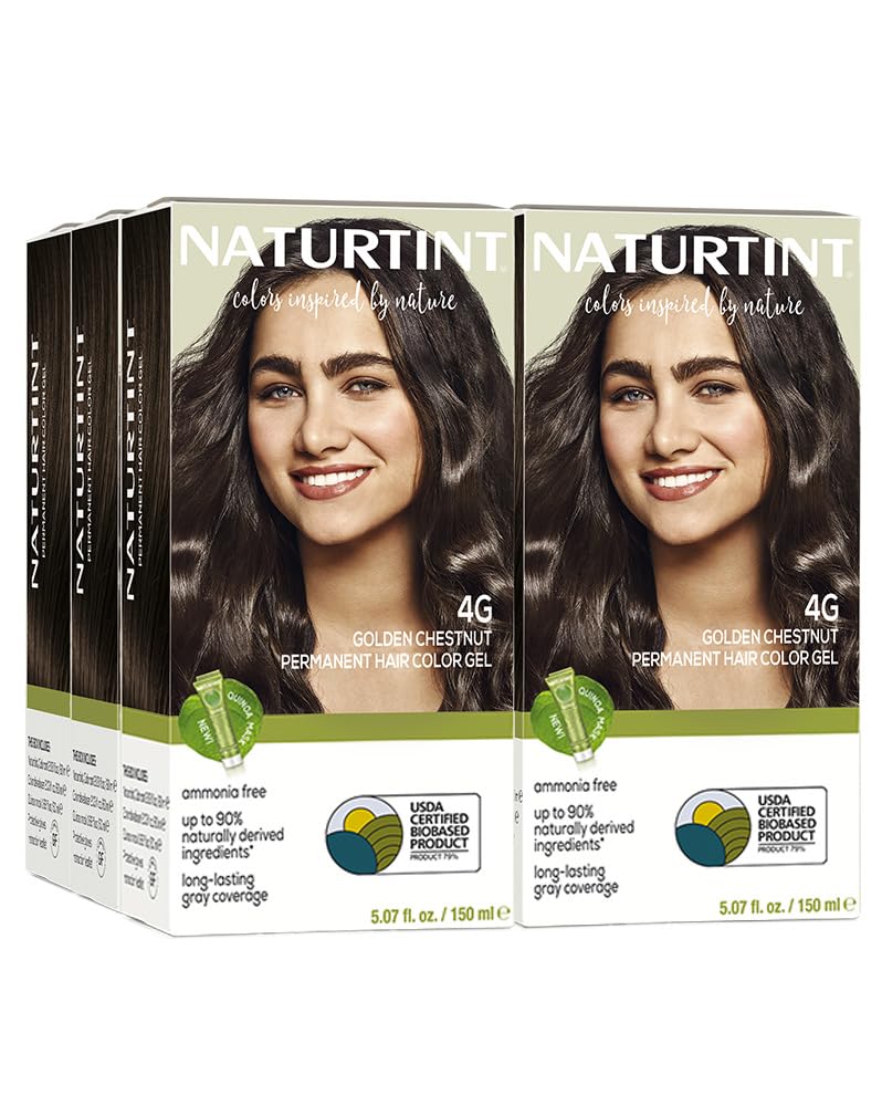 Naturtint 4G Golden Chestnut color application demonstrates natural coverage with plant-based care.