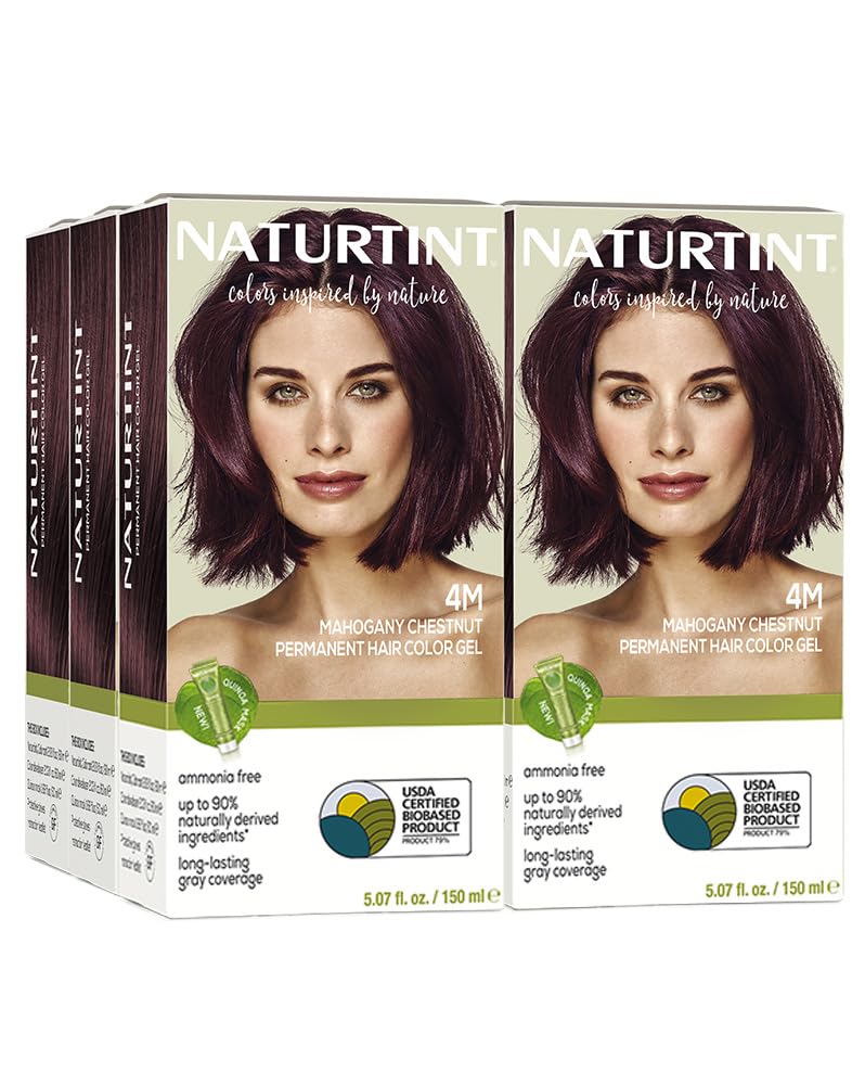 Naturtint 4M Mahogany Chestnut packaging shows ammonia-free, vegan formula.