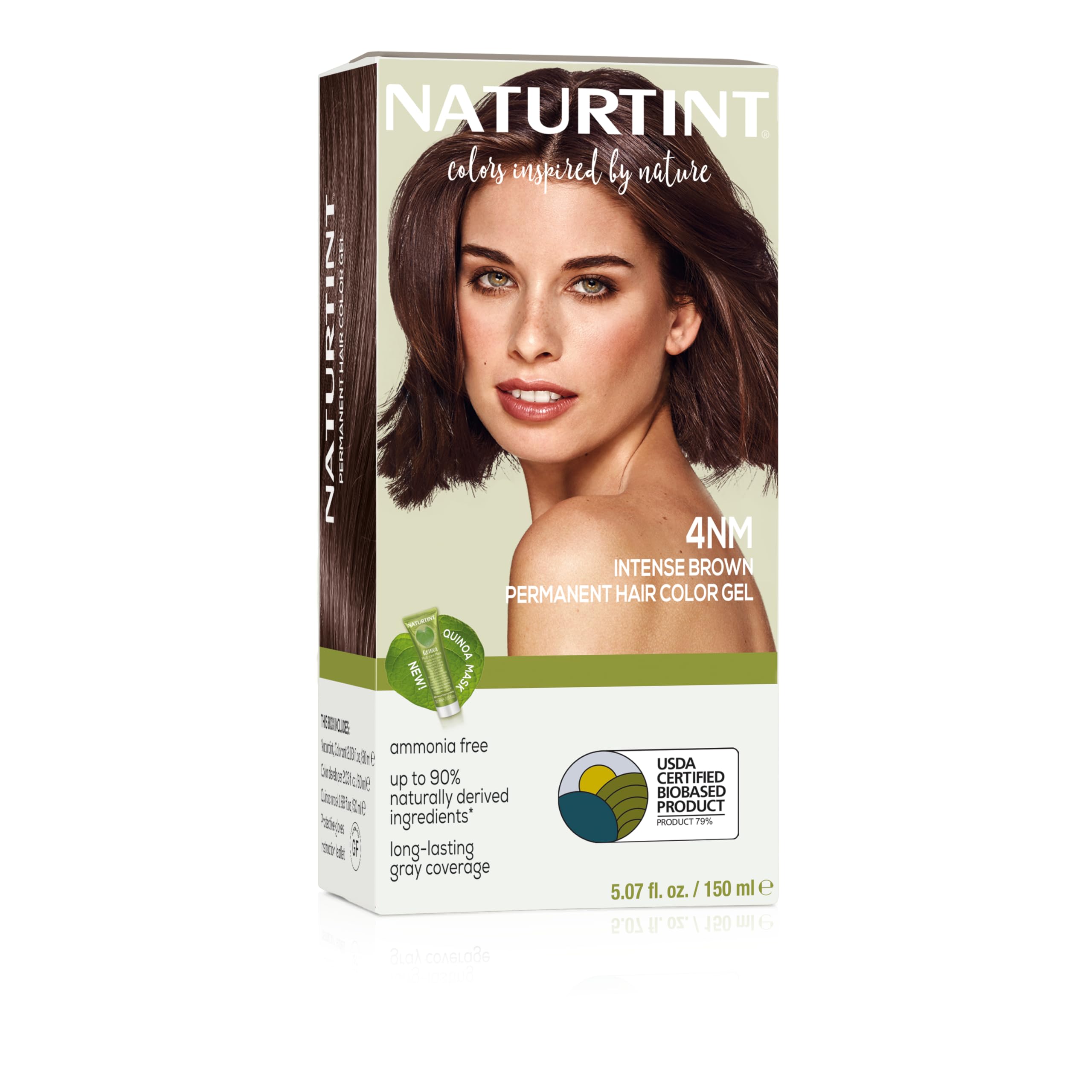 Naturtint 4NM Intense Brown bottle; ammonia-free color for natural gray coverage