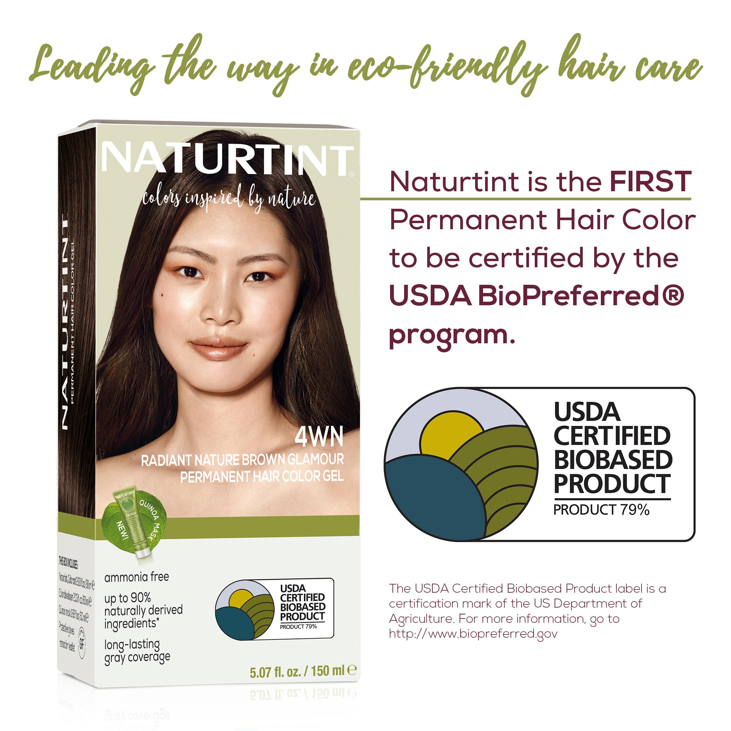 Naturtint 4WN Radiant Nature Brown Glamour color development on hair strands.