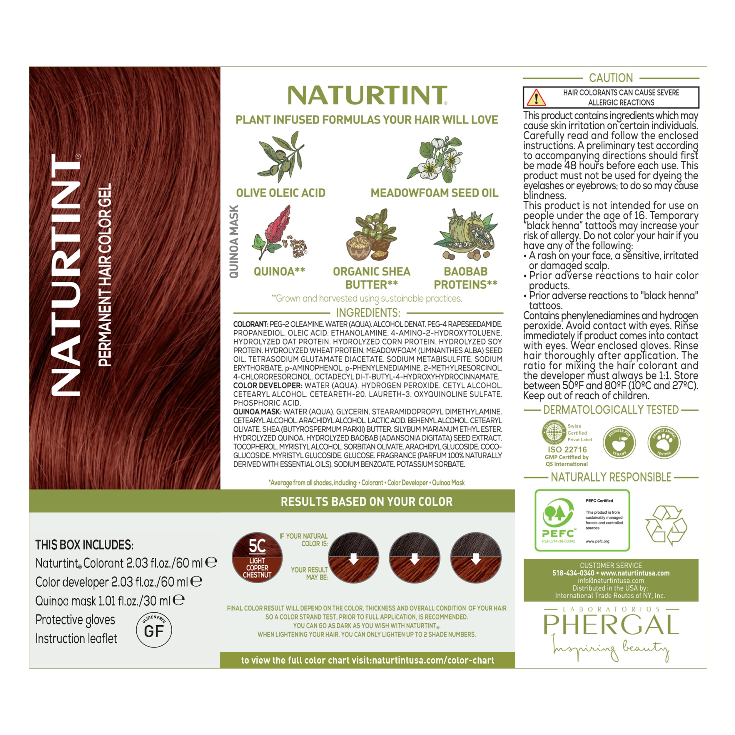 Naturtint 5C light copper chestnut hair color result with even lasting shade.