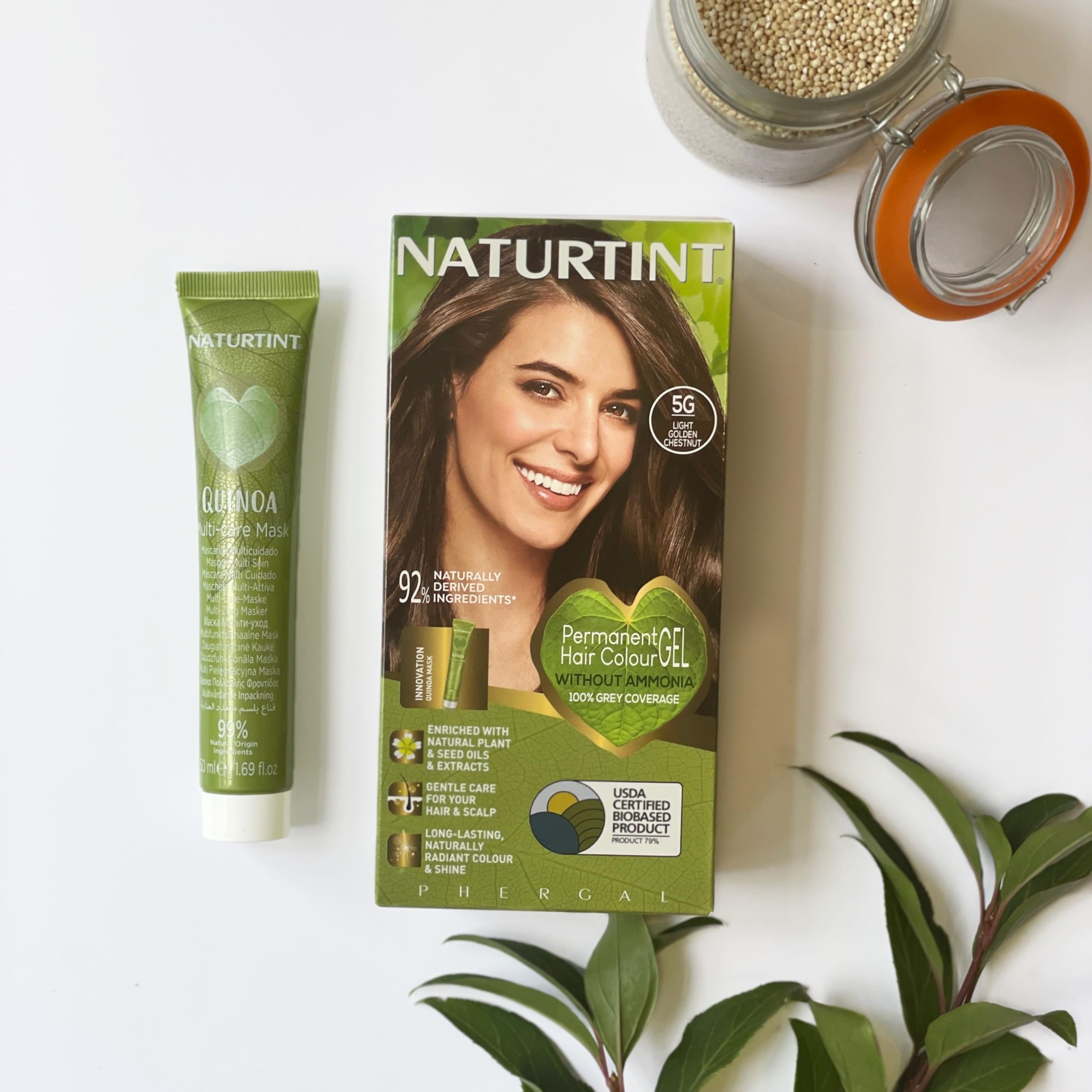 Naturtint 5G color swatches show natural-looking golden chestnut shade.