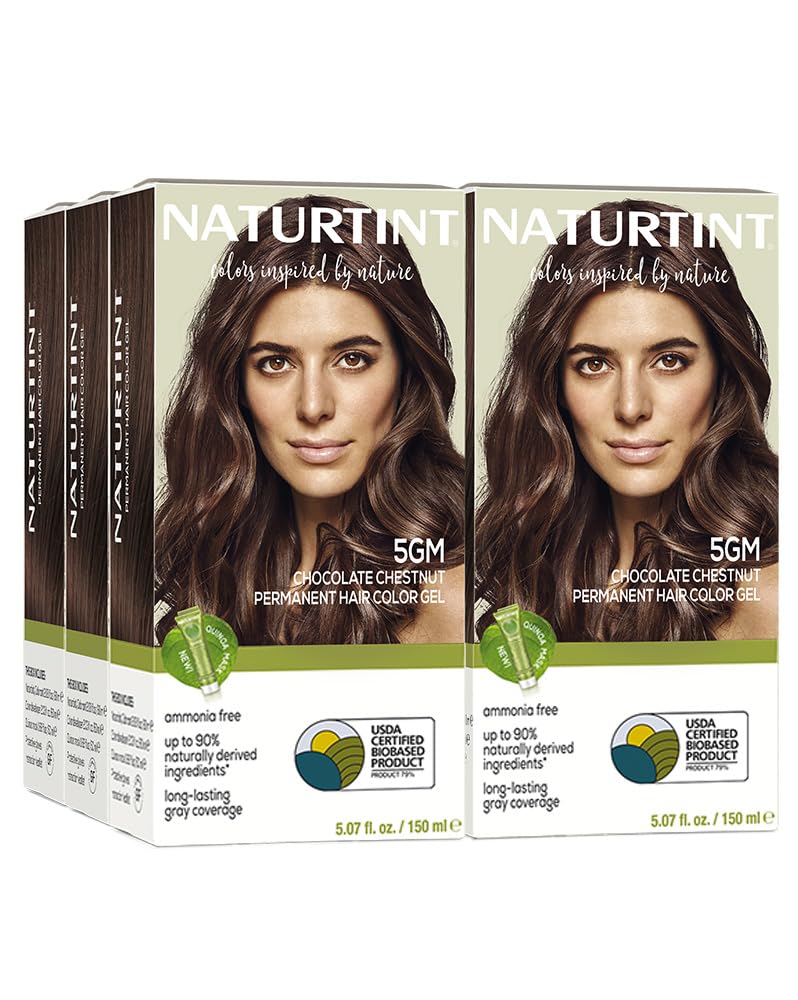 Naturtint 5GM Chocolate Chestnut packaging shows vegan, cruelty-free hair color for at-home use.