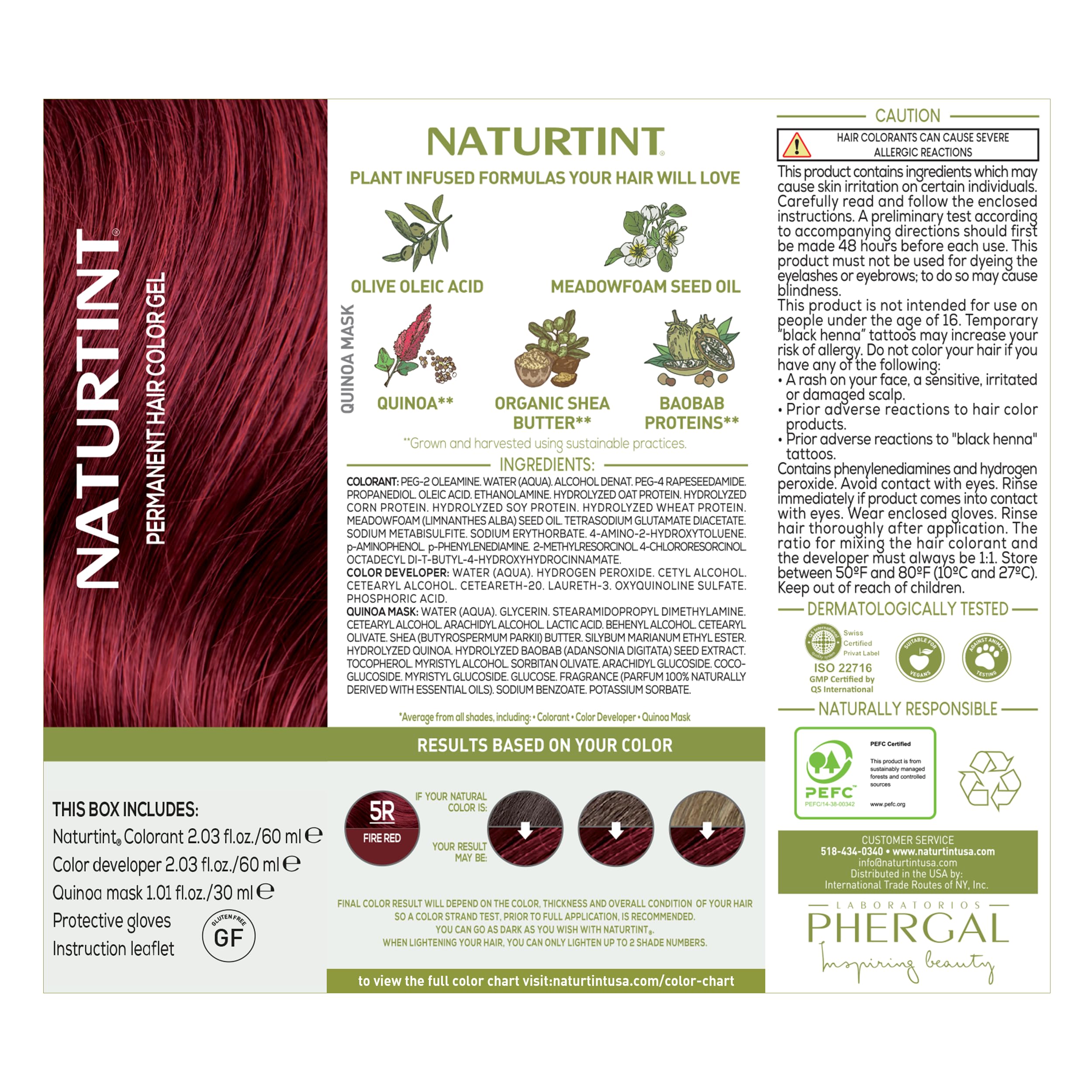 Naturtint 5R Fire Red finished hair tone shows natural glow and depth