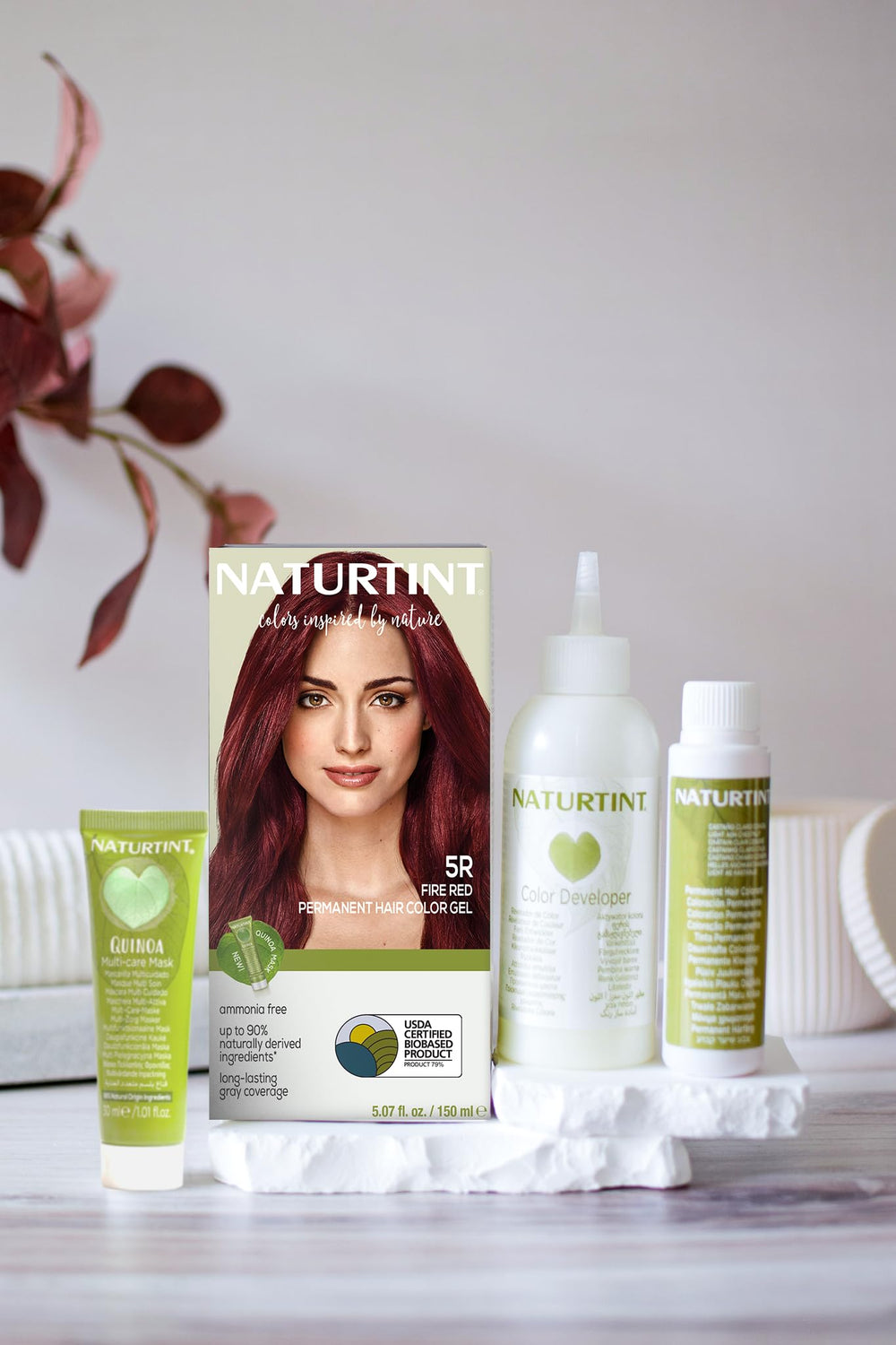 Naturtint 5R Fire Red mixed cream shown ready for easy at-home application
