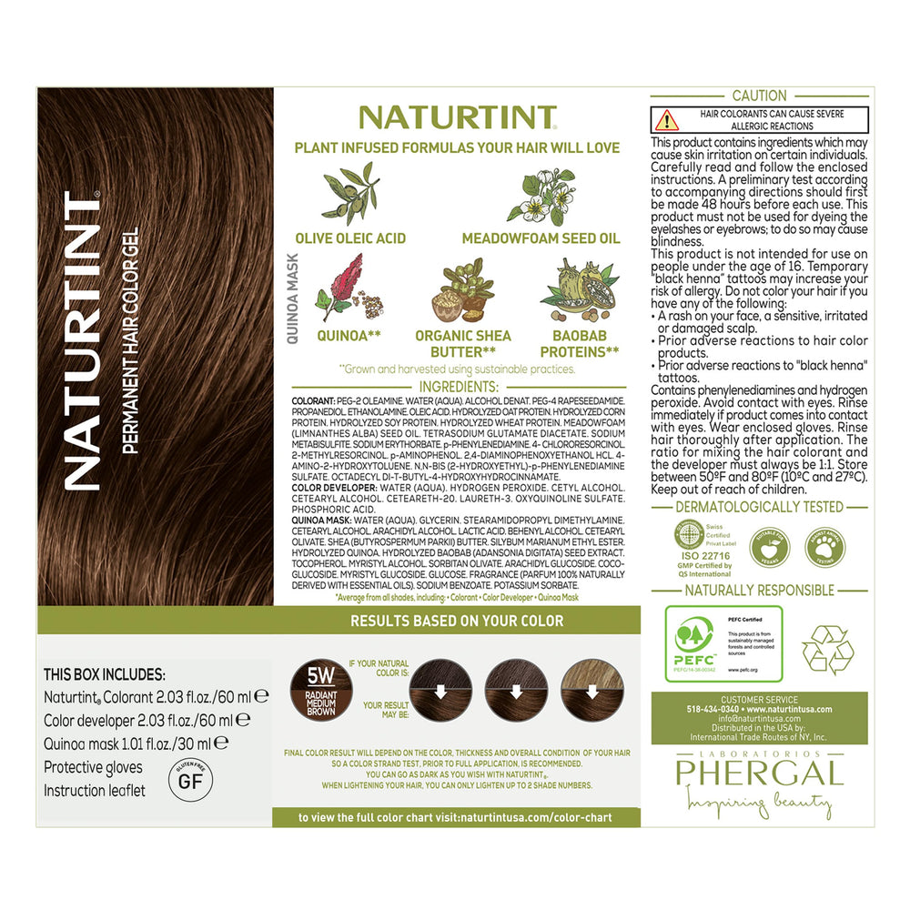 Naturtint 5W Radiant Medium Brown before-after hair image shows coverage possibility