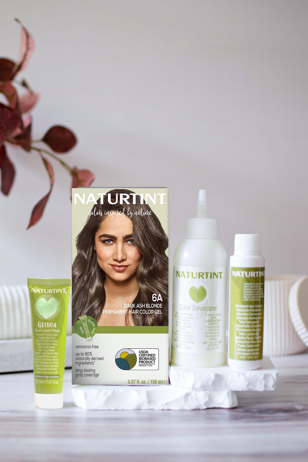 Naturtint 6A Dark Ash Blonde gloves included image emphasizes clean, controlled application.