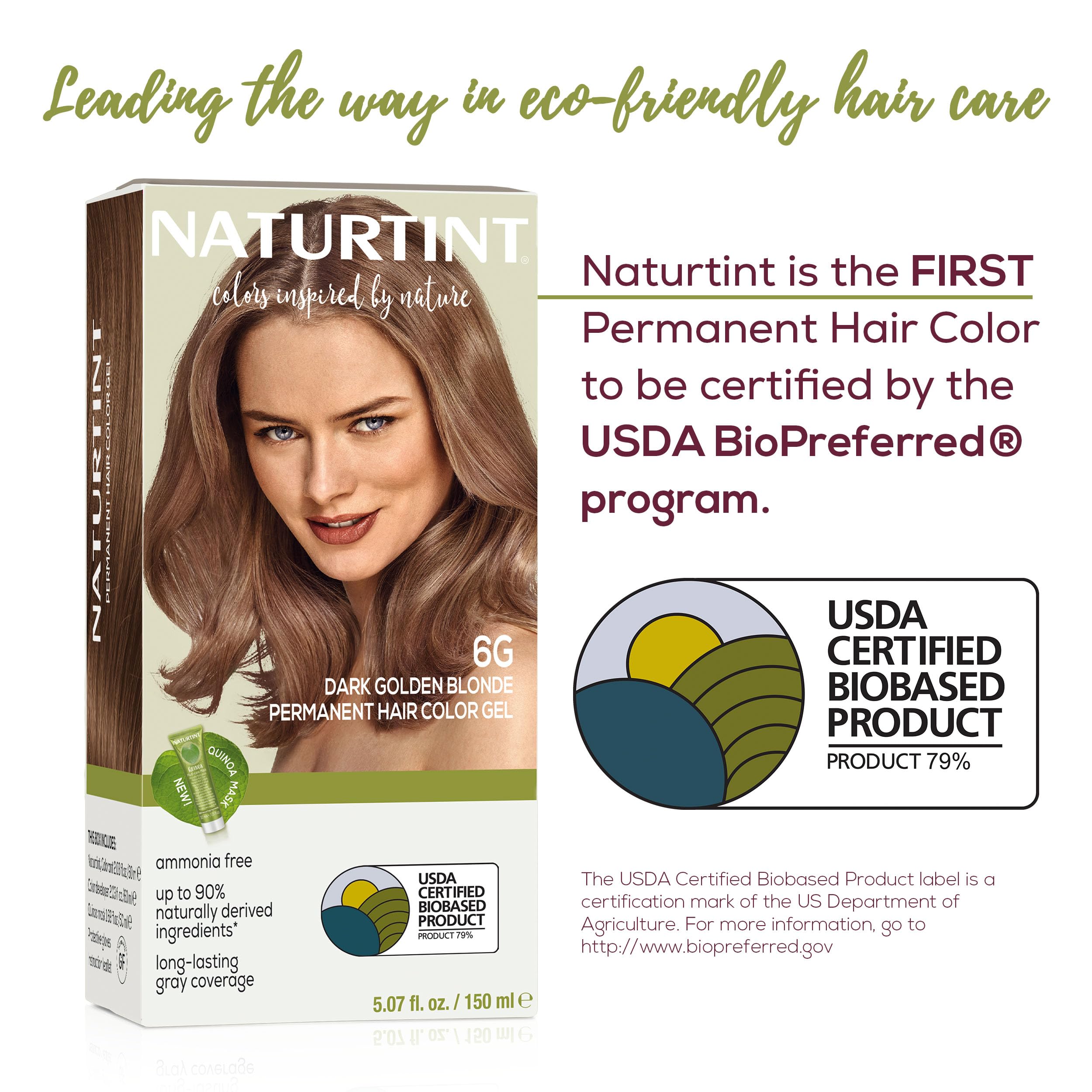 Naturtint 6G plant-based ingredients suggest healthier hair nourishment.
