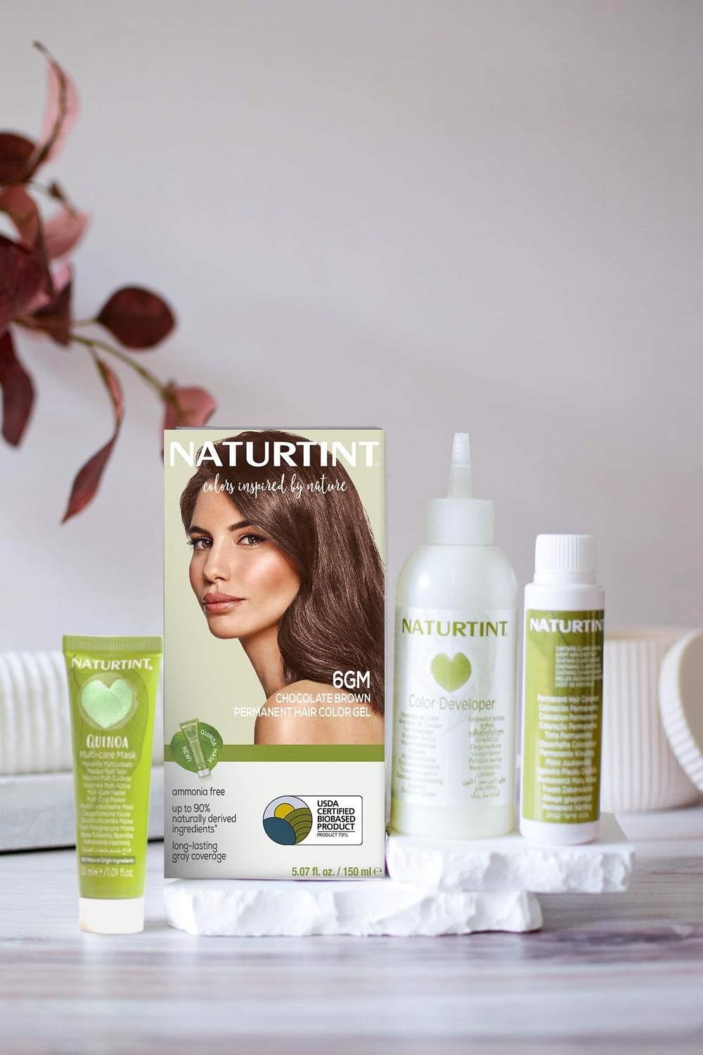 Naturtint 6GM chocolate brown hair application showing even coverage