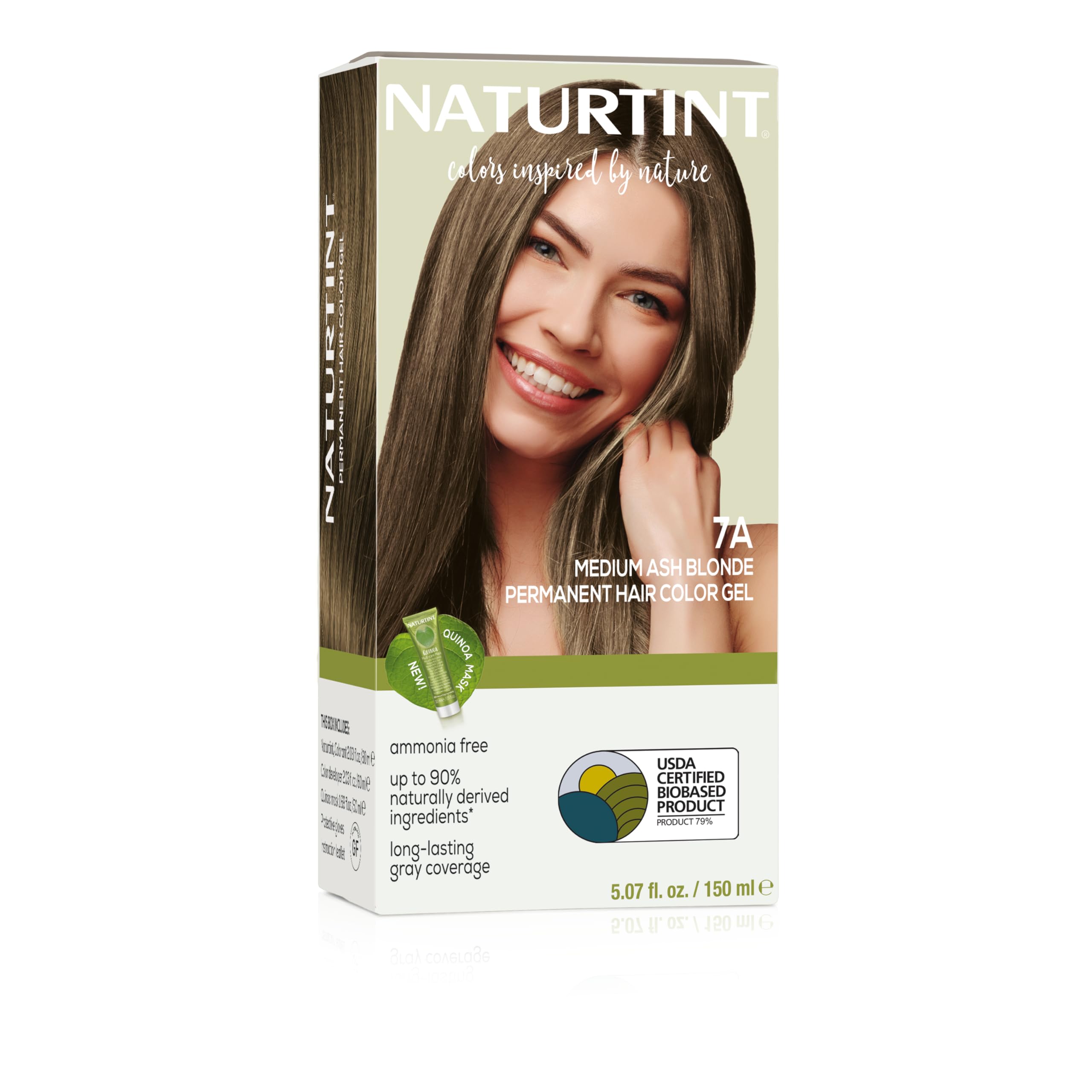 Naturtint 7A bottle pour shows rich ammonia-free color for long-lasting ash blonde shade.