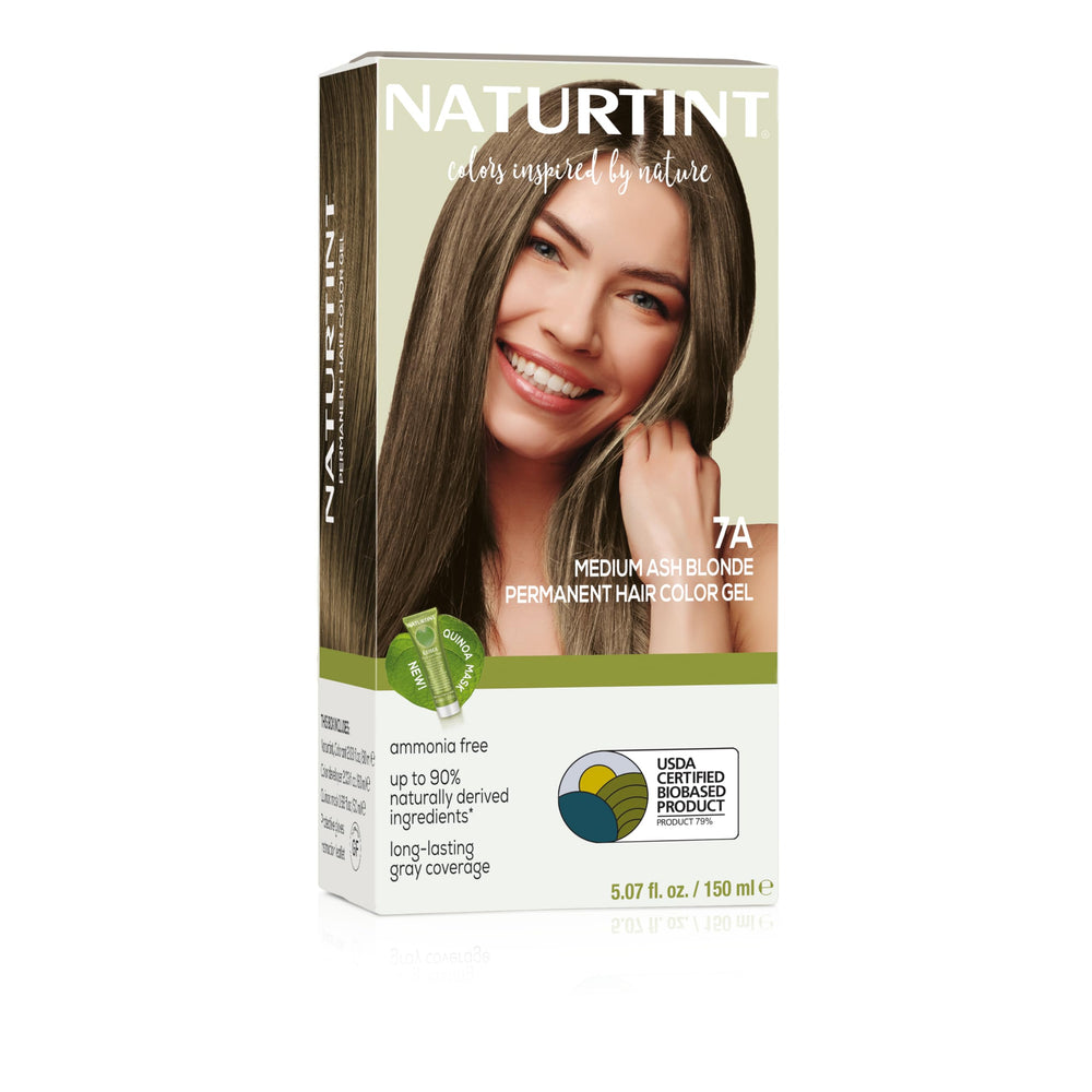 Naturtint 7A bottle pour shows rich ammonia-free color for long-lasting ash blonde shade.