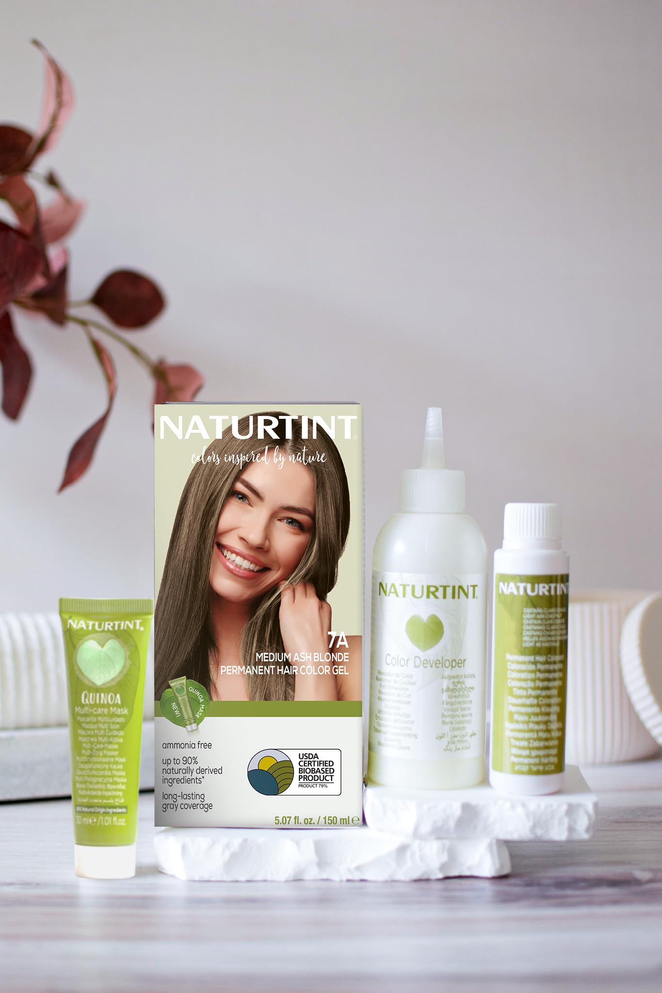 Naturtint 7A medium ash blonde packaging highlights vegan, cruelty-free formula.