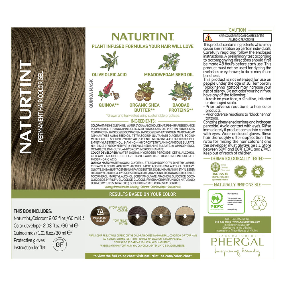 Naturtint 7A ash blonde close-up shows rich tone and healthy gloss.