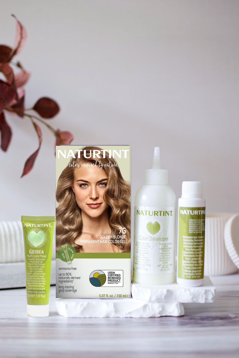 Naturtint 7G Golden Blonde swatches preview shade options for color matching.