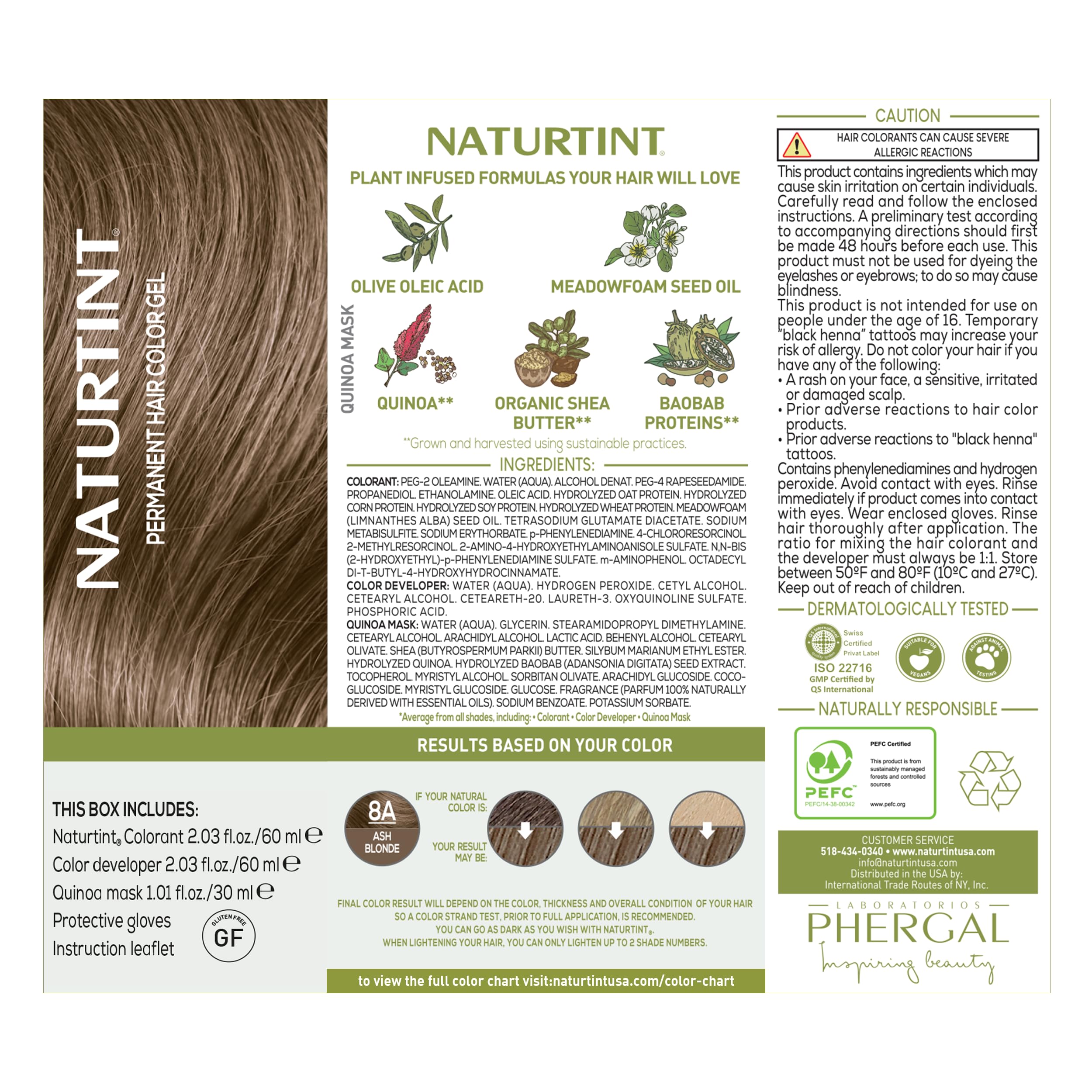 Naturtint 8A Ash Blonde before-after shade comparison showcase results.