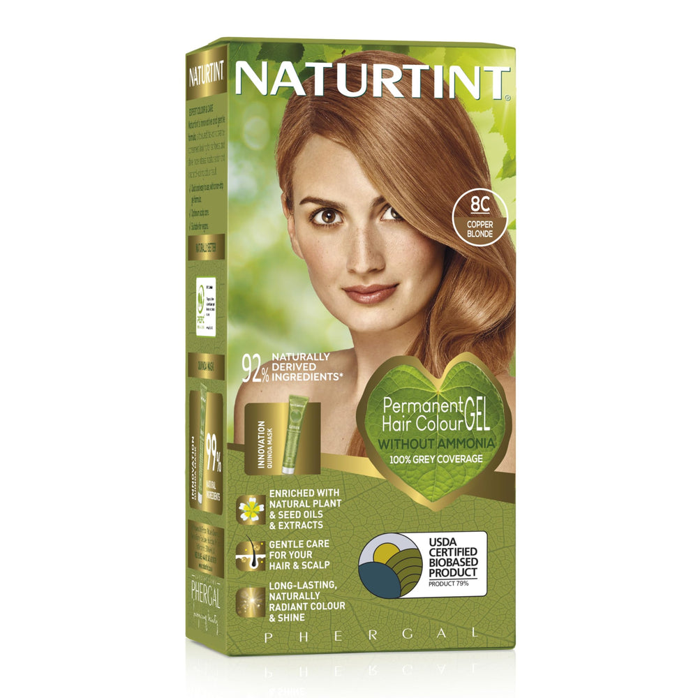 Naturtint 8C Copper Blonde box packaging for at-home color convenience.