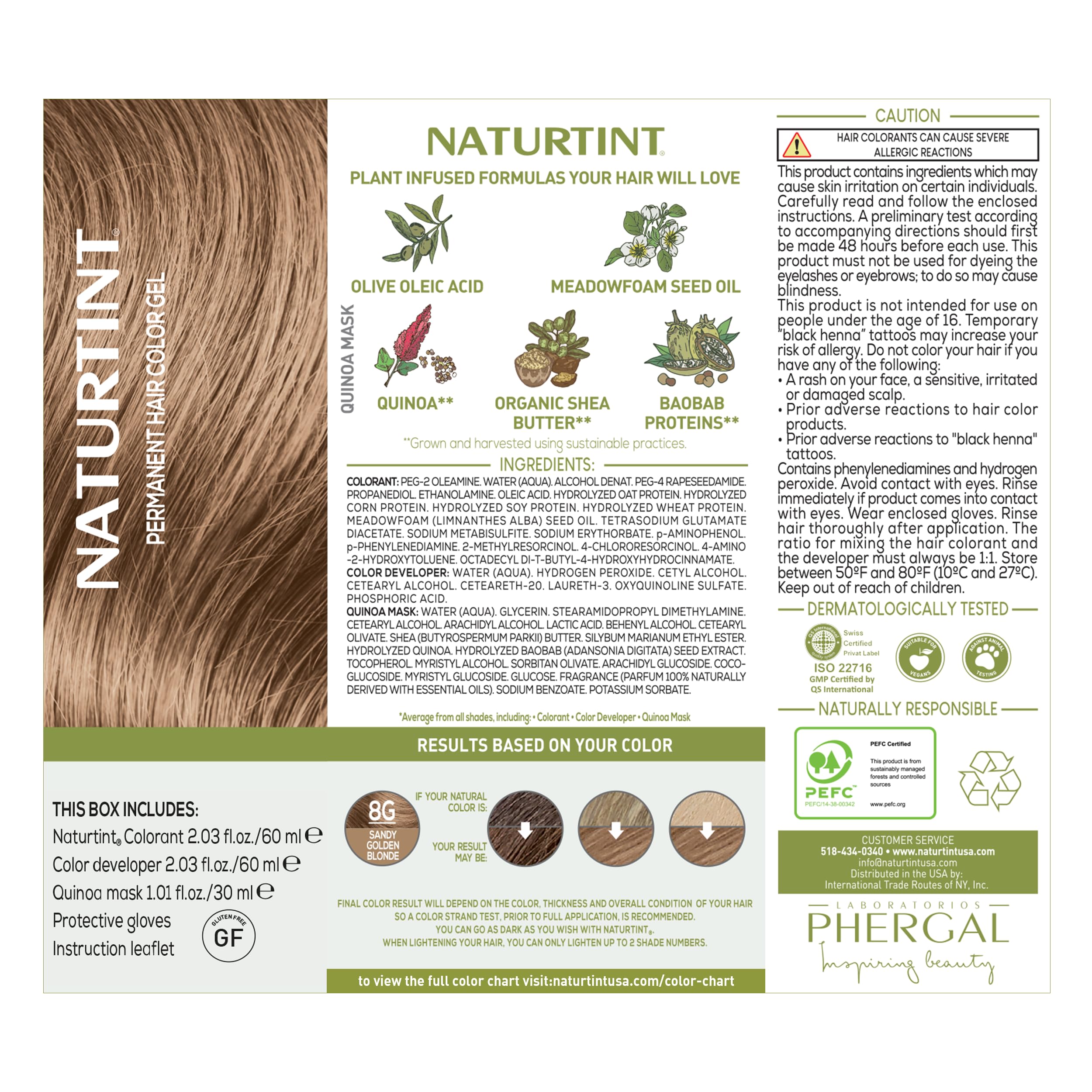 Naturtint 8G Sandy Golden Blonde hair before and after shade transformation.