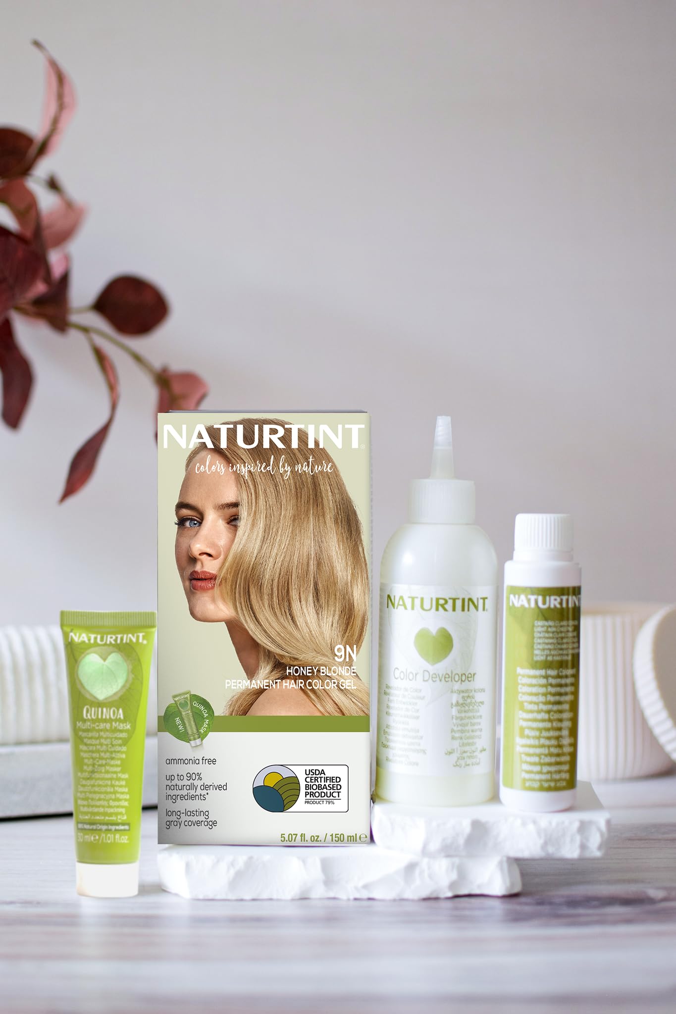 Naturtint 9N Honey Blonde at-home application guide illustration.
