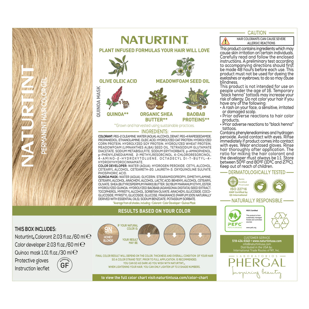 Naturtint 9N Honey Blonde close-up on hair texture and shine.