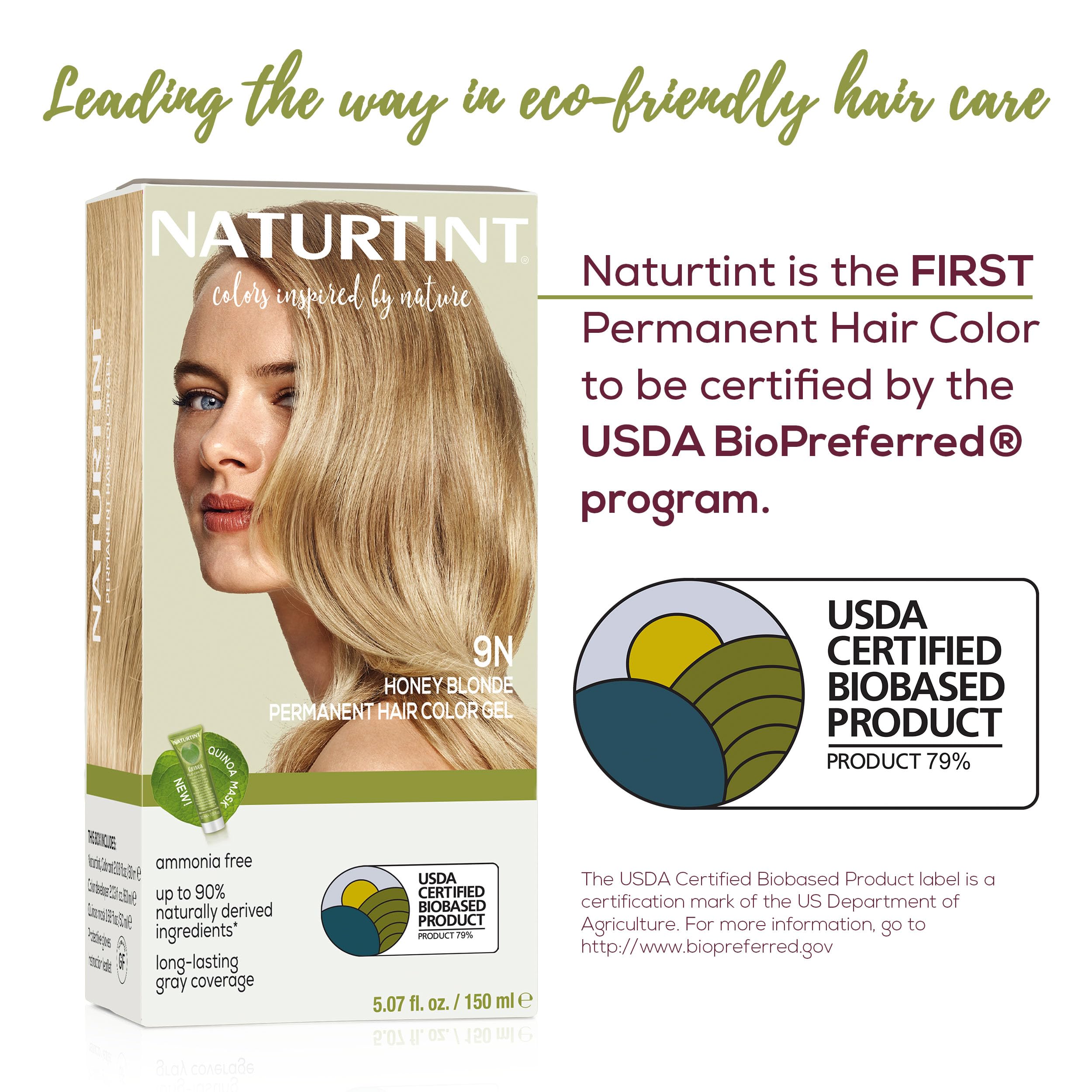Naturtint 9N Honey Blonde result on model hair shows natural color depth.