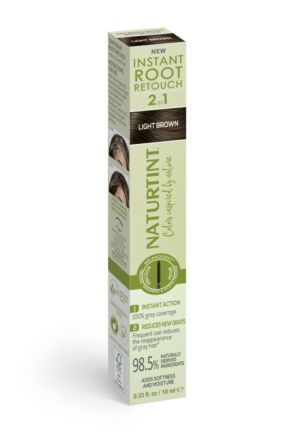 Naturtint Instant Root Retouch bottle closeup for quick gray coverage.