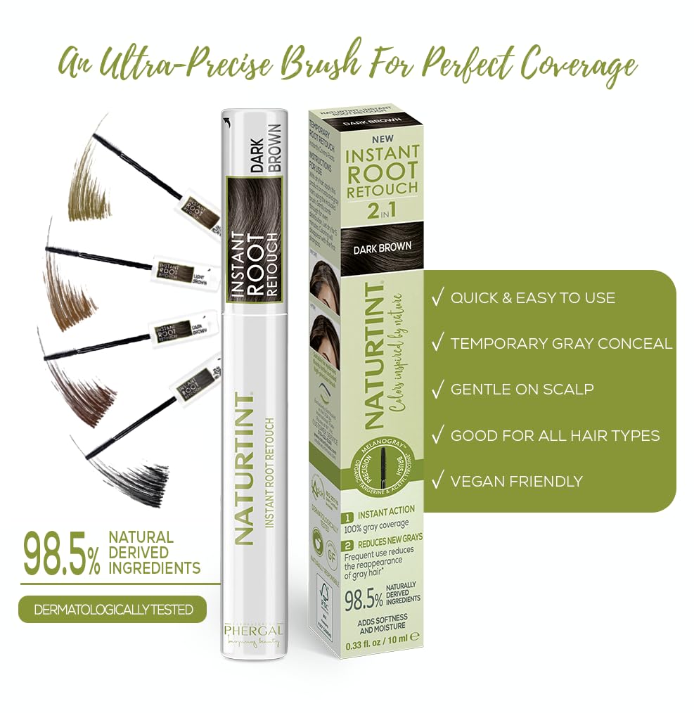 Naturtint Instant Root Retouch MelanoGray technology gradually reduces gray visibility with use.