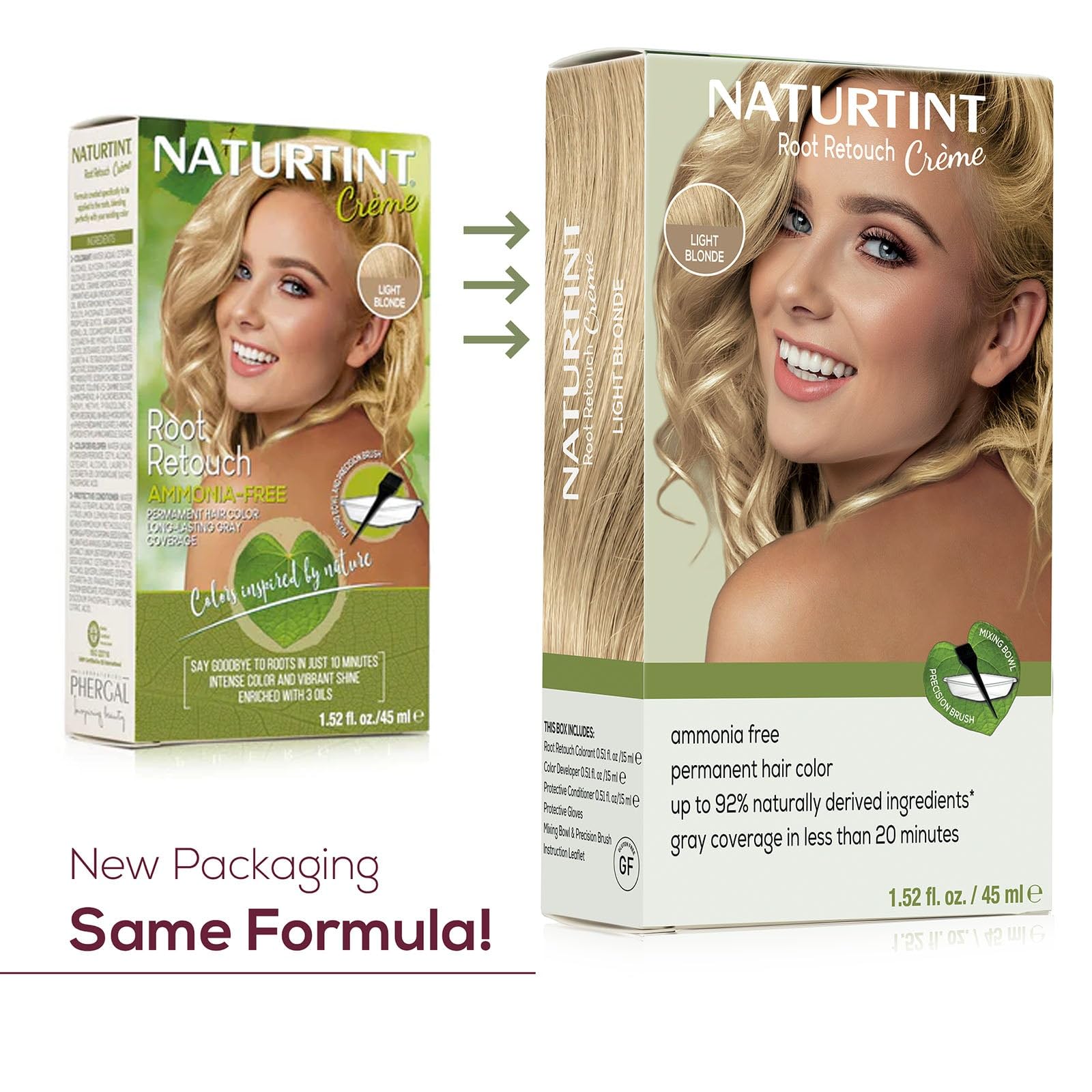 Naturtint light blonde root retouch cream bottle highlights ammonia-free formula and convenient at-home use.