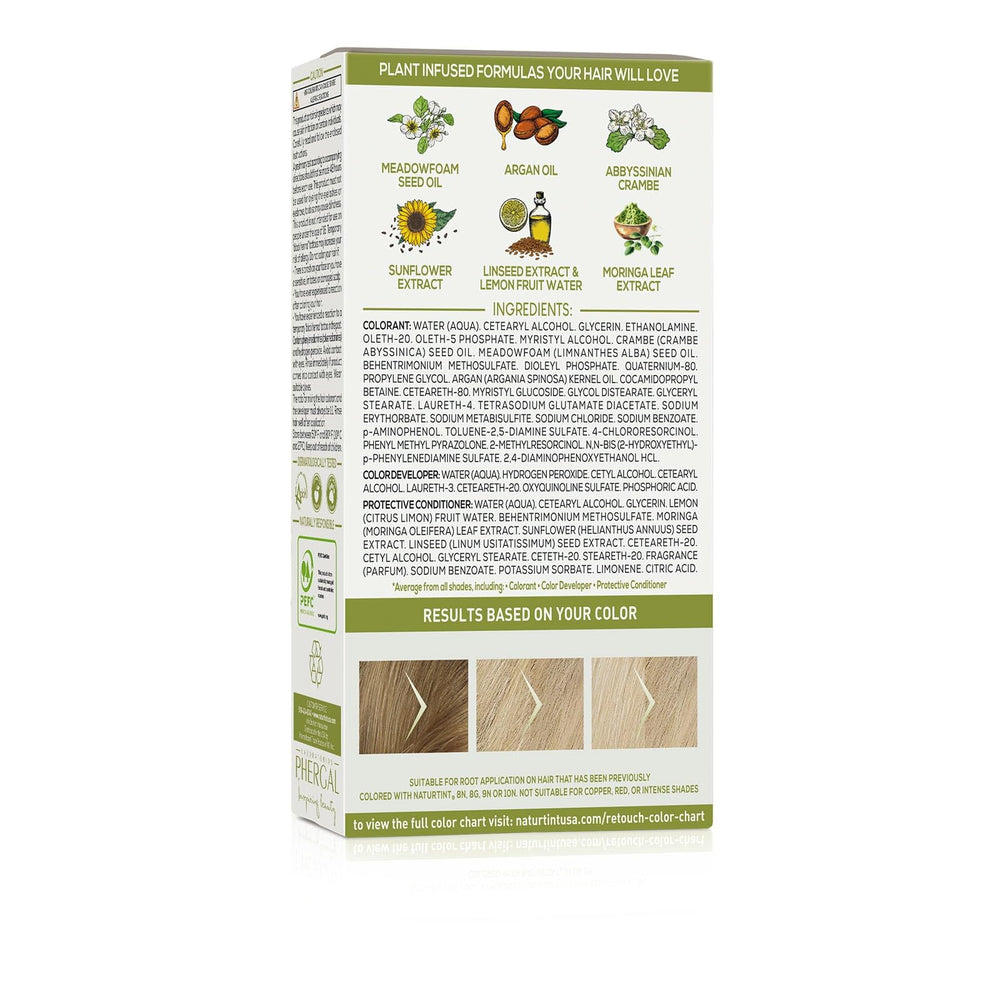 Naturtint light blonde root retouch cream gray coverage closeup emphasizes up to 100% gray coverage in minutes.