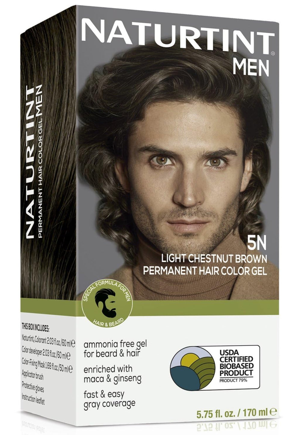 Naturtint Mens Permanent Color 5N bottle pour for quick gray coverage at home