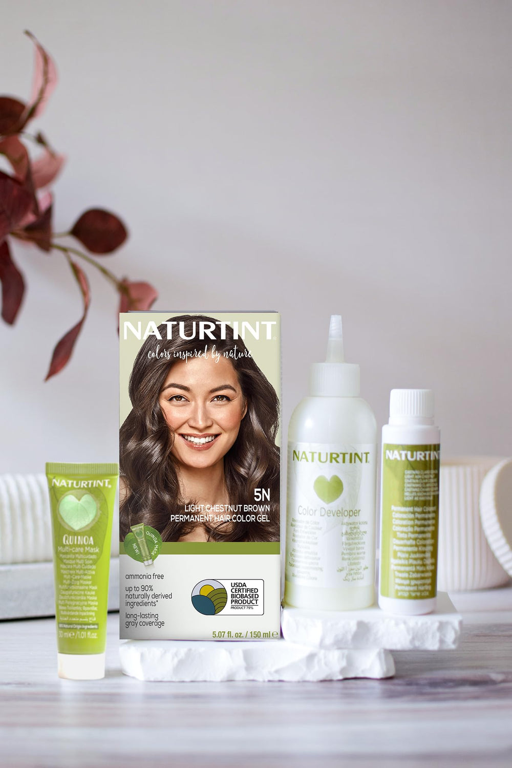 Naturtint plant-based ingredients close-up highlighting natural hair nourishment.
