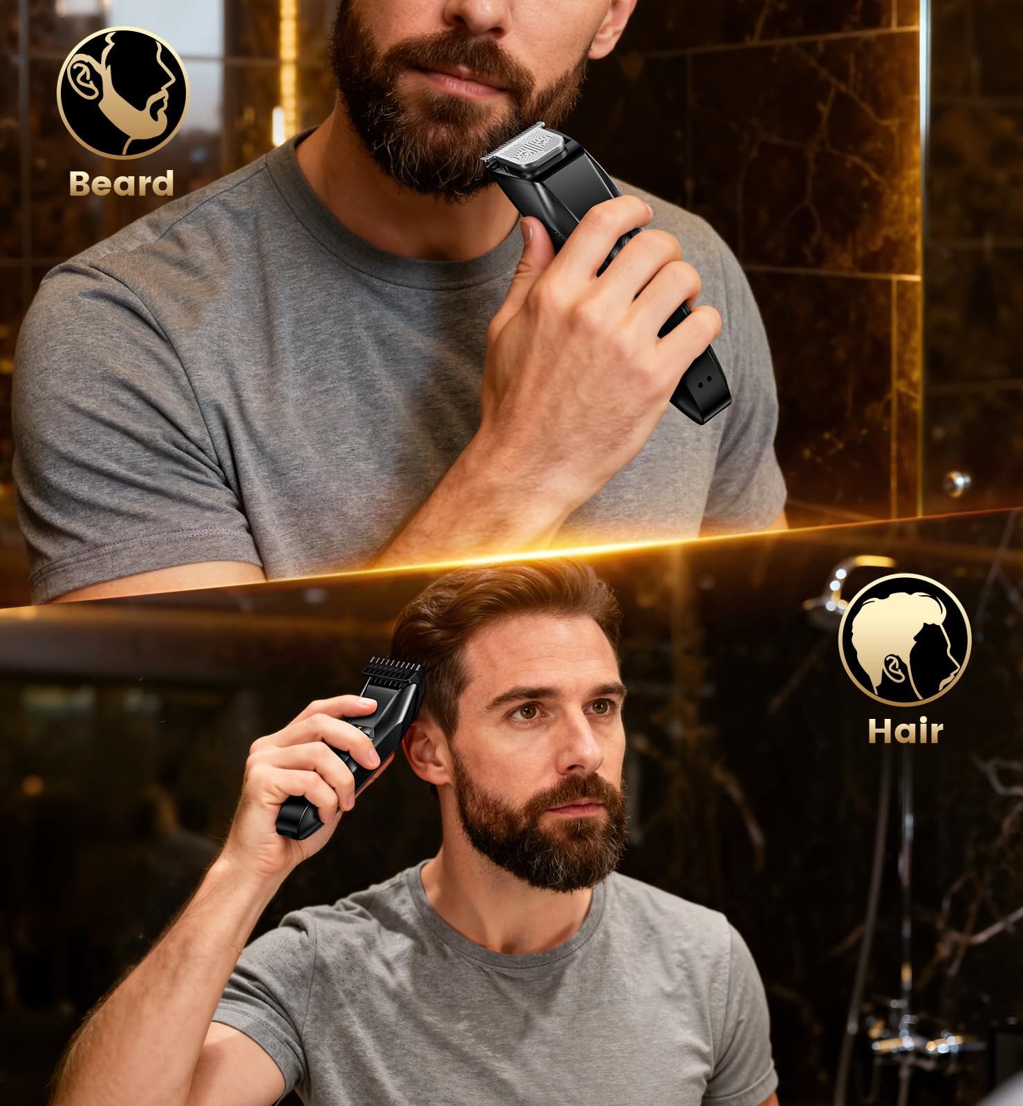 NAUQUOHZ Beard Trimmer ergonomic grip for stable handling